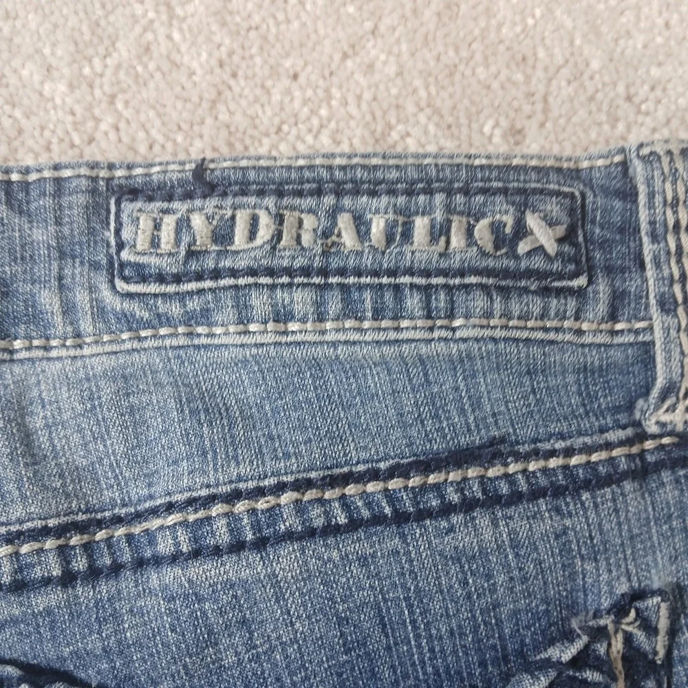 Hydraulic Lola Curvy Almost Bootcut Jeans Women 17/18 Blue Denim Distressed - Picture 15 of 15